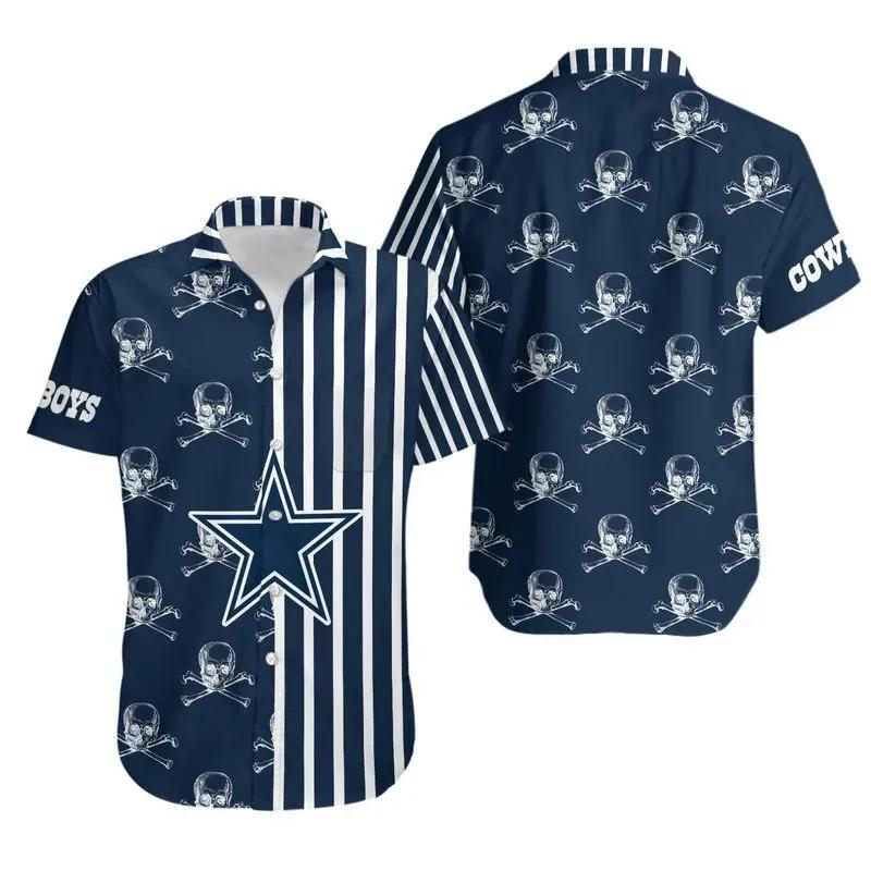 Dallas Cowboys Stripes And Skull Hawaii Shirt Summer Collection, NFL Hawaiian Shirt Moonbestprint