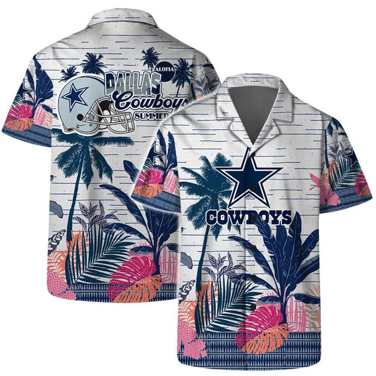 Dallas Cowboys Team Logo Pattern Aloha Colorful Retro Hawaiian Shirt, NFL Hawaiian Shirt Moonbestprint