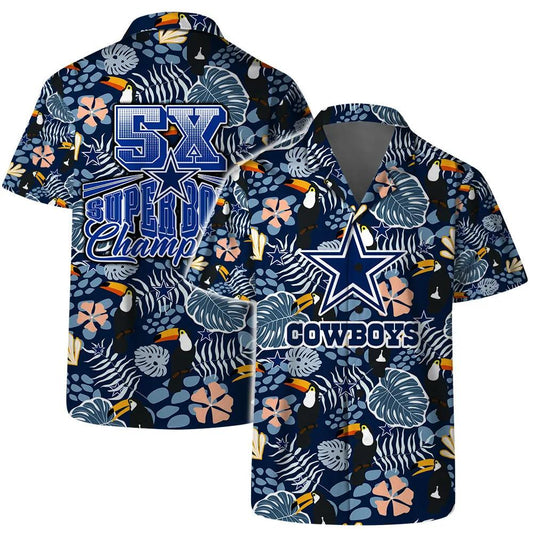 Dallas Cowboys Team Logo Pattern Champions Hawaiian Shirt, NFL Hawaiian Shirt Moonbestprint