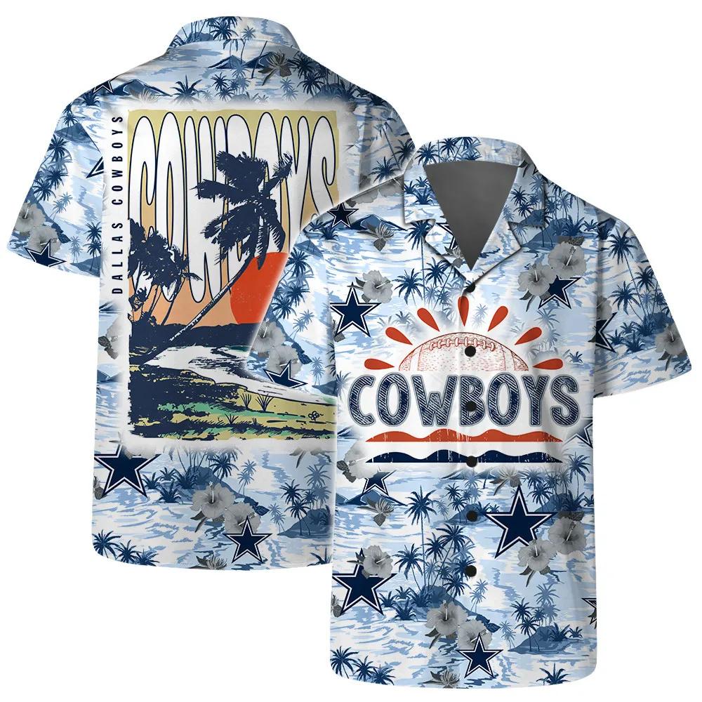 Dallas Cowboys Team Logo Pattern Football Hawaiian Shirt, NFL Hawaiian Shirt Moonbestprint
