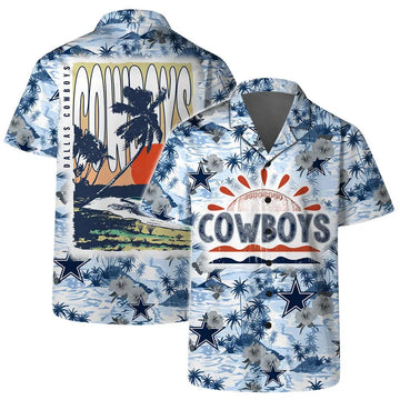 Dallas Cowboys Team Logo Pattern Football Hawaiian Shirt, NFL Hawaiian Shirt Moonbestprint