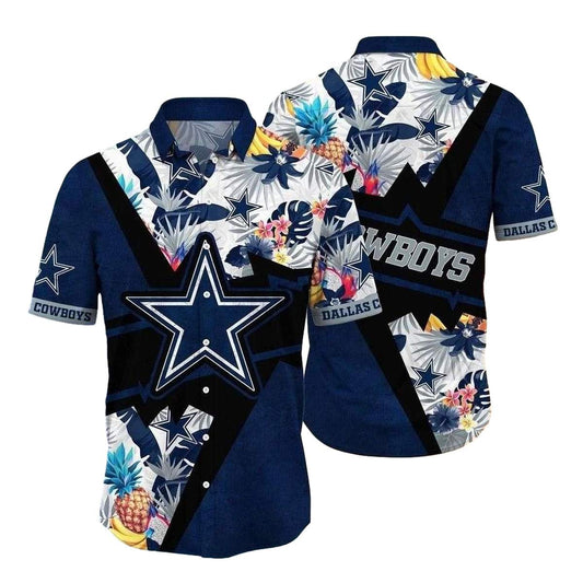 Dallas Cowboys Tropical Monochrome Elegance Hawaiian Shirt - Moonbestprint