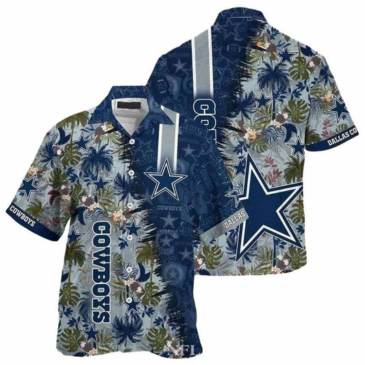 Dallas Cowboys Tropical Nights Starlight Silhouettes Hawaiian Shirt - Moonbestprint