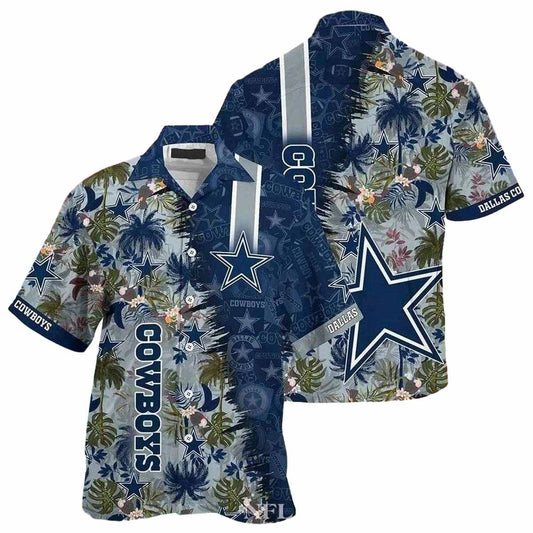 Dallas Cowboys Tropical Nights Starlight Silhouettes Hawaiian Shirt - Moonbestprint