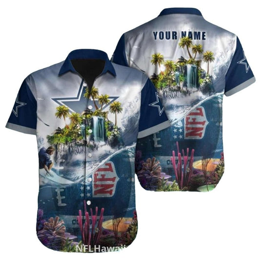 Dallas Cowboys Tropical Waterfall Pattern Hawaiian Shirt - Moonbestprint