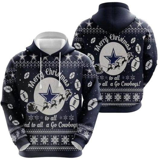 Dallas Cowboys Ugly Christmas AOP Hoodie - Moonbestprint