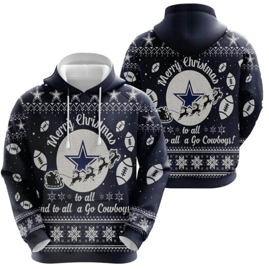 Dallas Cowboys Ugly Christmas AOP Hoodie - Moonbestprint