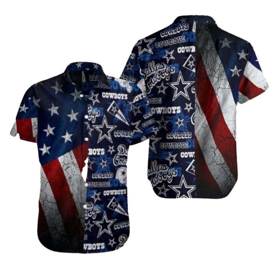 Dallas Cowboys Vintage American Pride Red White And Blue Hawaiian Shirt - Moonbestprint