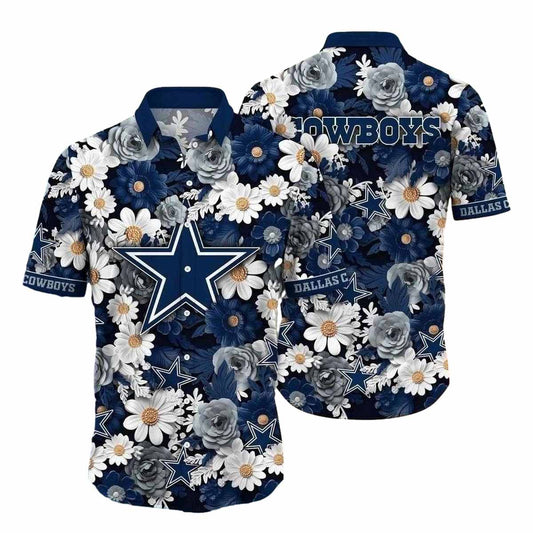 Dallas Cowboys Vintage Flower Accent Hawaiian Shirt - Moonbestprint