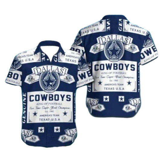 Dallas Cowboys Vintage Label Inspired Hawaiian Shirt - Moonbestprint