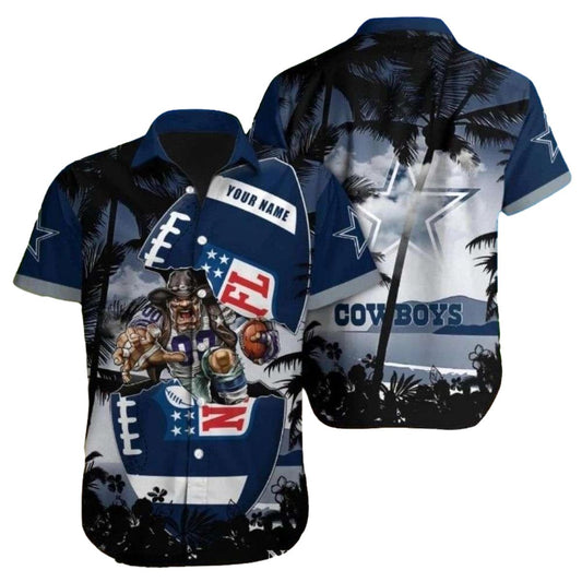 Dallas Cowboys Vintage Mascot And Ball Hawaiian Shirt - Moonbestprint