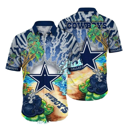 Dallas Cowboys Vintage Ocean Pattern Hawaiian Shirt - Moonbestprint