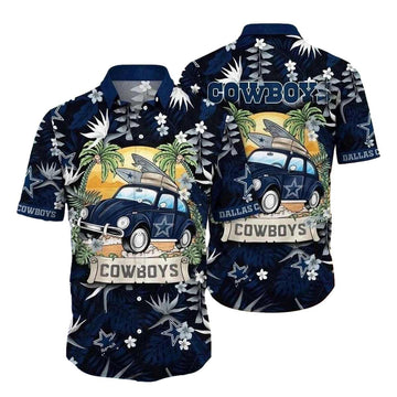 Dallas Cowboys Vintage Old Car Floral Hawaiian Shirt - Moonbestprint