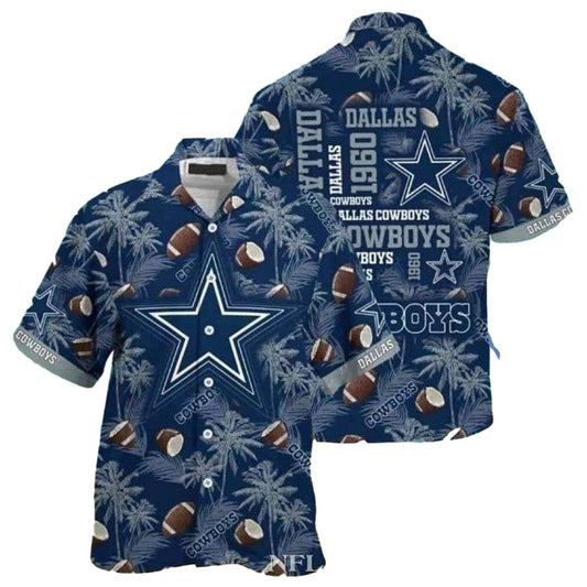 Dallas Cowboys Vintage Paradise Navy 1960 Edition Hawaiian Shirt - Moonbestprint