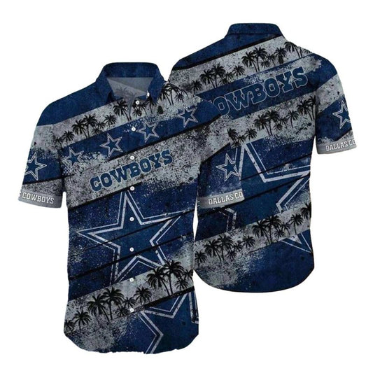 Dallas Cowboys Vintage Rustic Palm Tree Design Hawaiian Shirt - Moonbestprint