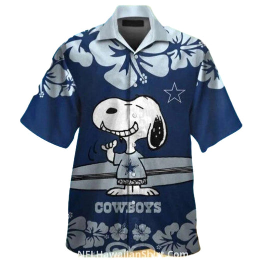 Dallas Cowboys Vintage Snoopy Floral Logo Hawaiian Shirt - Moonbestprint