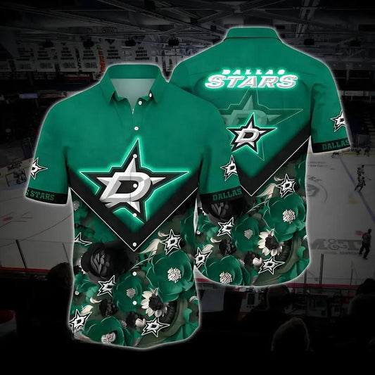 Dallas Hockey Hawaiian Shirt, Stars Hawaiian Shirt, Ice Hockey Hawaiian Shirt 1, NHL Hawaiian Shirt Moonbestprint