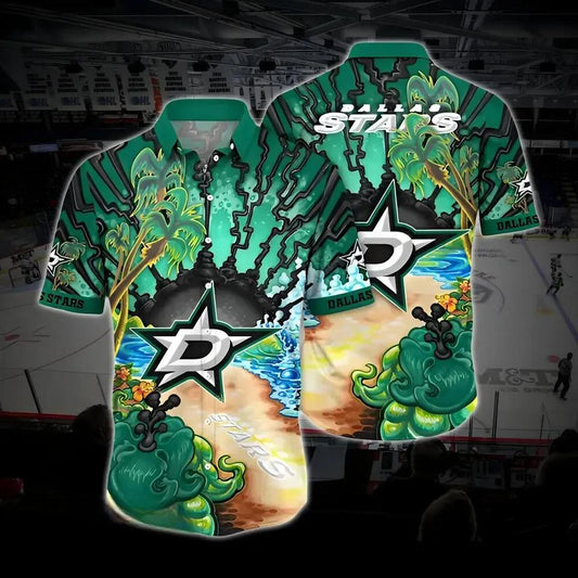 Dallas Hockey Hawaiian Shirt, Stars Hawaiian Shirt, Ice Hockey Hawaiian Shirt 11, NHL Hawaiian Shirt Moonbestprint