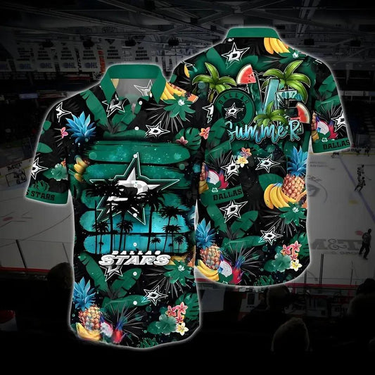 Dallas Hockey Hawaiian Shirt, Stars Hawaiian Shirt, Ice Hockey Hawaiian Shirt 2, NHL Hawaiian Shirt Moonbestprint