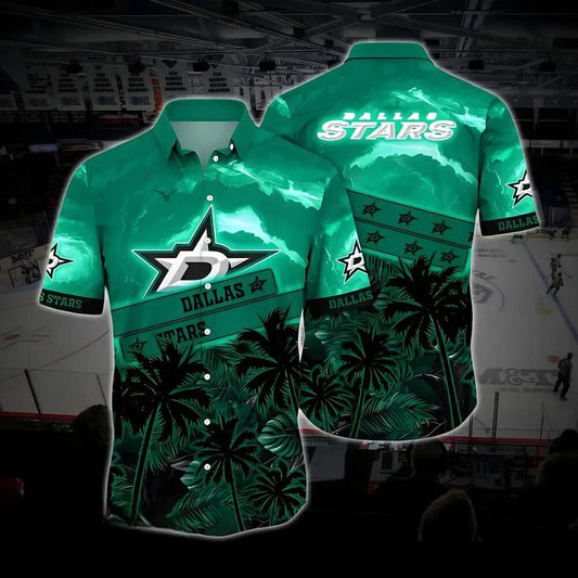 Dallas Hockey Hawaiian Shirt, Stars Hawaiian Shirt, Ice Hockey Hawaiian Shirt, NHL Hawaiian Shirt Moonbestprint