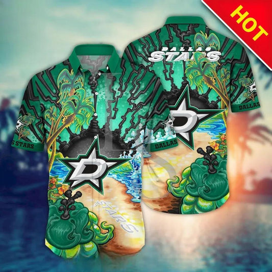 Dallas Stars Aloha Island Hawaii Shirt, NHL Hawaiian Shirt Moonbestprint