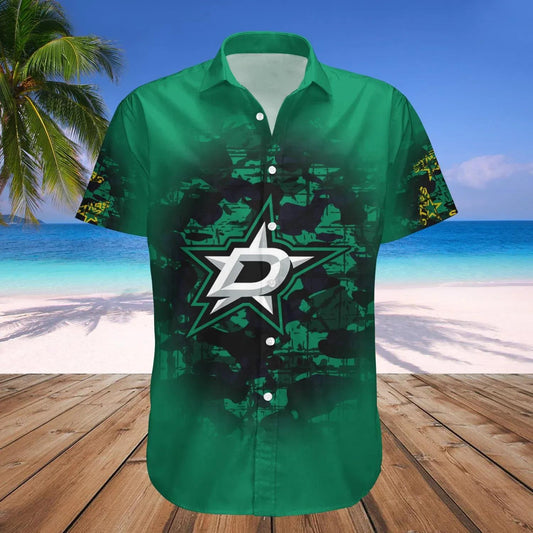Dallas Stars Hawaiian Shirt Camouflage Vintage - NHL, NHL Hawaiian Shirt Moonbestprint
