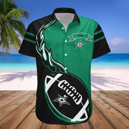Dallas Stars Hawaiian Shirt Flame Ball - NHL, NHL Hawaiian Shirt Moonbestprint