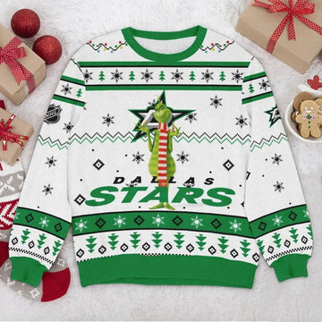 Dallas Stars NHL Grinch Ugly Christmas Sweater, NHL Christmas Sweater Moonbestprint
