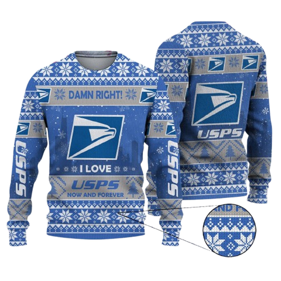 Damn Right I Love Usps Now And Forever Ugly Christmas Sweater – Moonbestprint