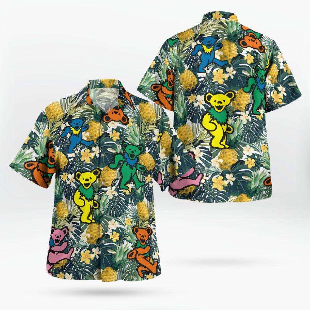 Dancing Bears Pineapple Tropical Forest Grateful Dead Hawaiian Shirt – Moonbestprint