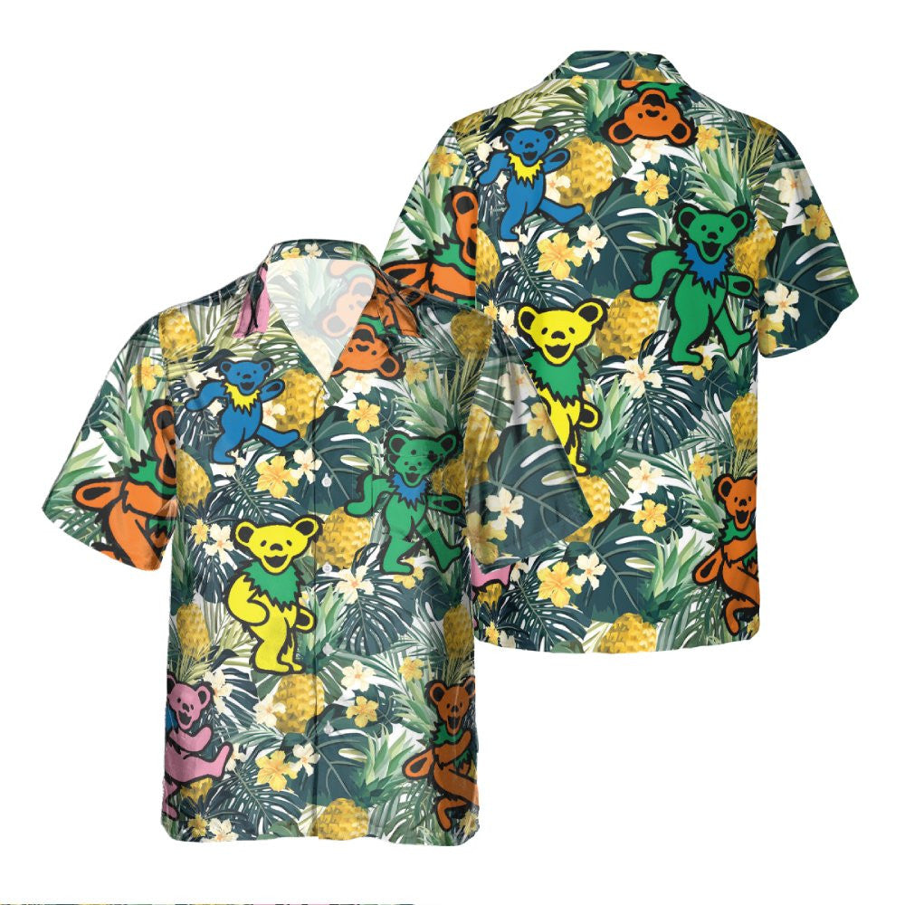 Dancing Bears Pineapple Tropical Forest Grateful Dead Hawaiian Shirt – Moonbestprint