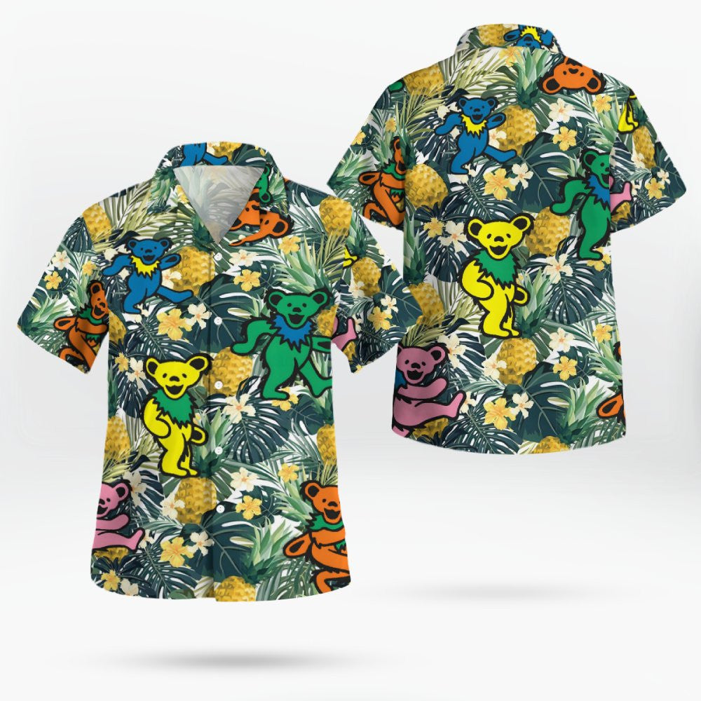 Dancing Bears Pineapple Tropical Forest Grateful Dead Hawaiian Shirt – Moonbestprint
