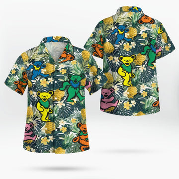 Dancing Bears Pineapple Tropical Forest Grateful Dead Hawaiian Shirt – Moonbestprint