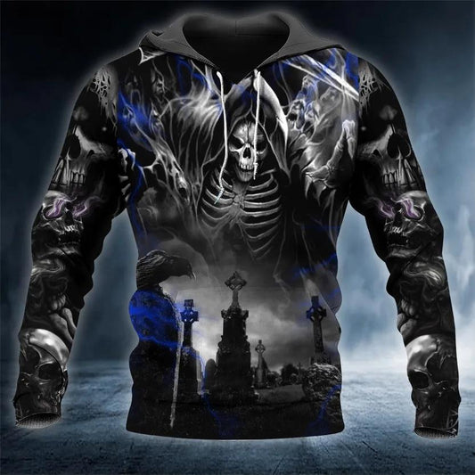 Dark Ghost Reaper Skull 3D Hoodie Moonbestprint