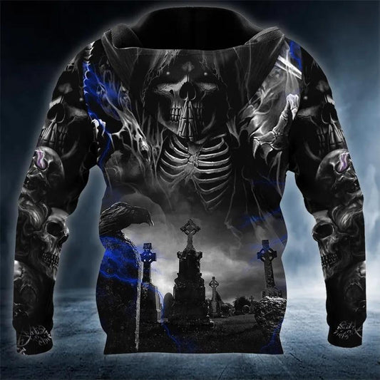 Dark Ghost Reaper Skull 3D Hoodie Moonbestprint