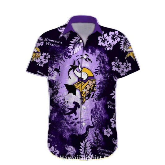 Dark Ocean Themed Minnesota Vikings Hawaiian Shirt - Moonbestprint