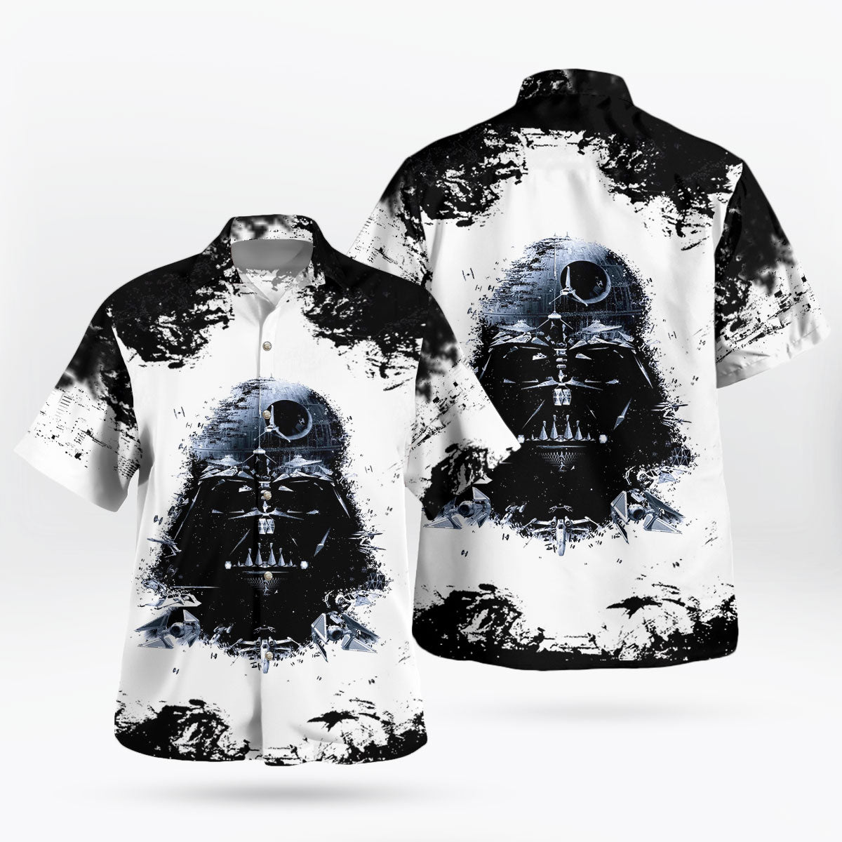 Darth Vader Star Wars Hawaiian Shirt Black White Death Star Aloha – Moonbestprint