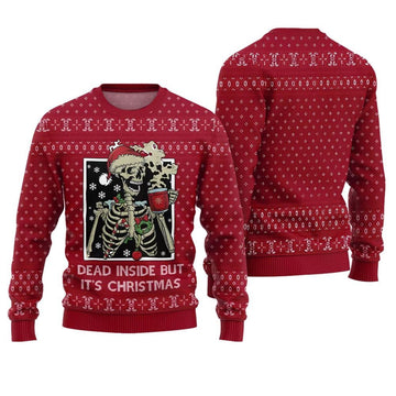 Dead Inside But It's Christmas Ugly Sweater - Moonbestprint