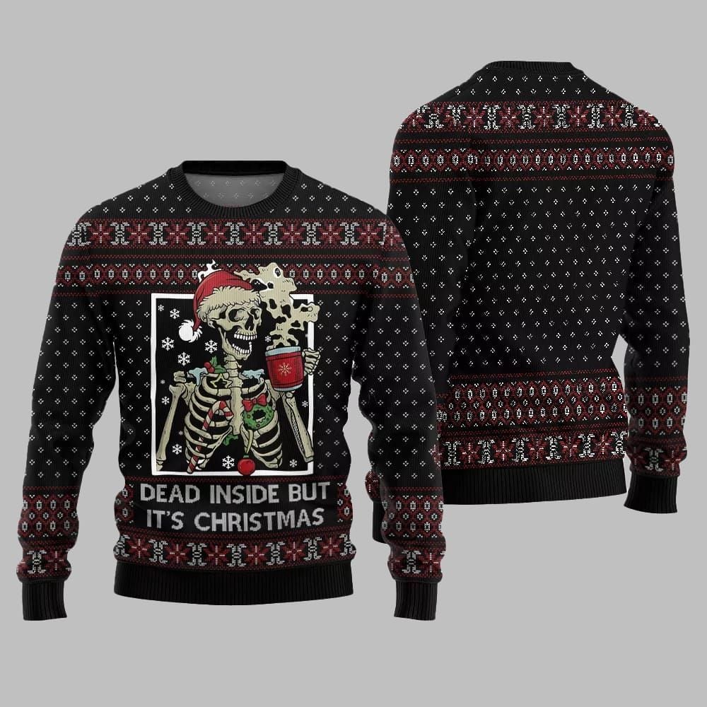 Dead Inside But It's Christmas Ugly Sweater 2026 Christmas - Moonbestprint