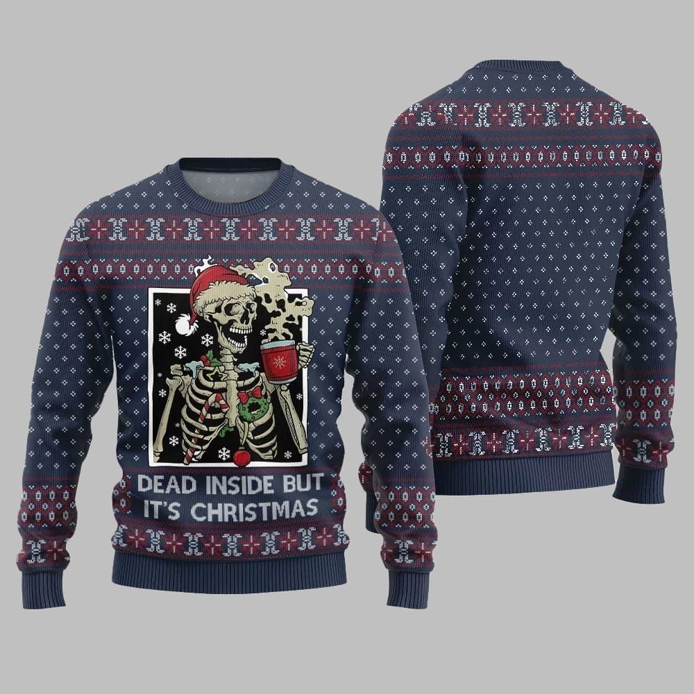 Dead Inside But It's Christmas Ugly Sweater 2026 Christmas - Moonbestprint