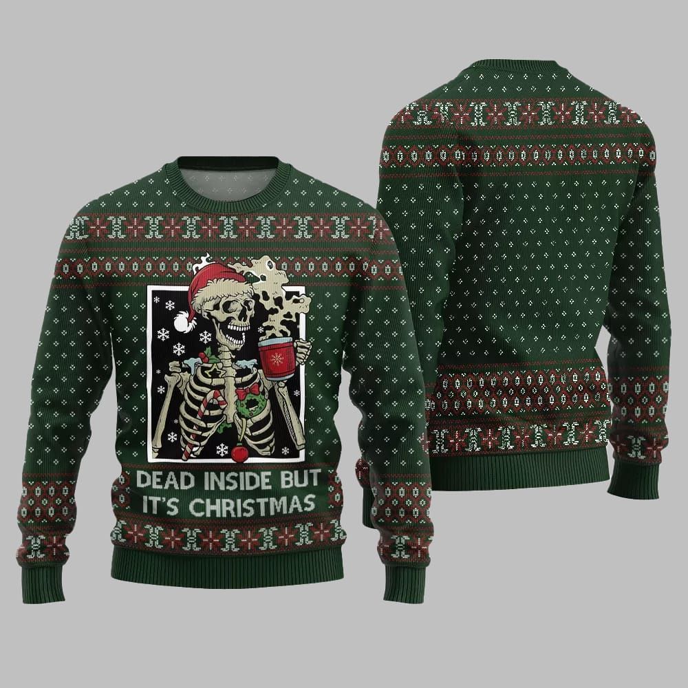 Dead Inside But It's Christmas Ugly Sweater 2026 Christmas - Moonbestprint