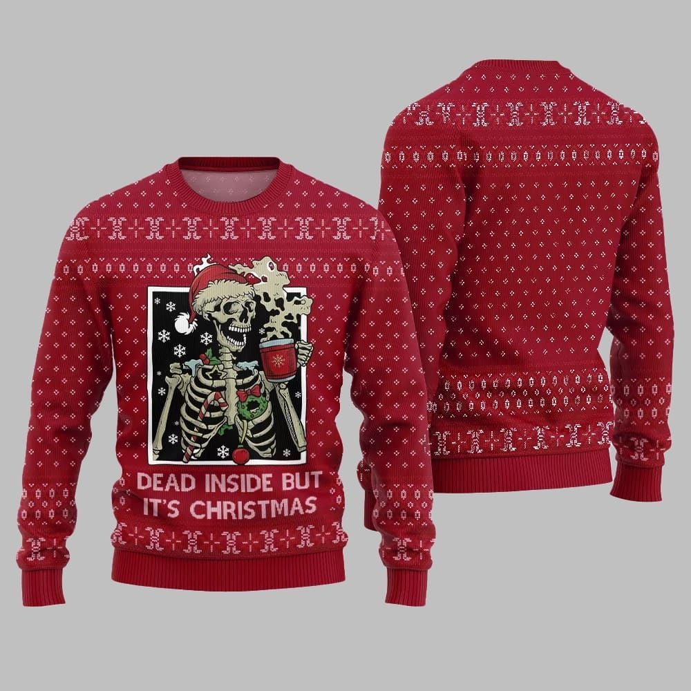 Dead Inside But It's Christmas Ugly Sweater 2026 Christmas - Moonbestprint