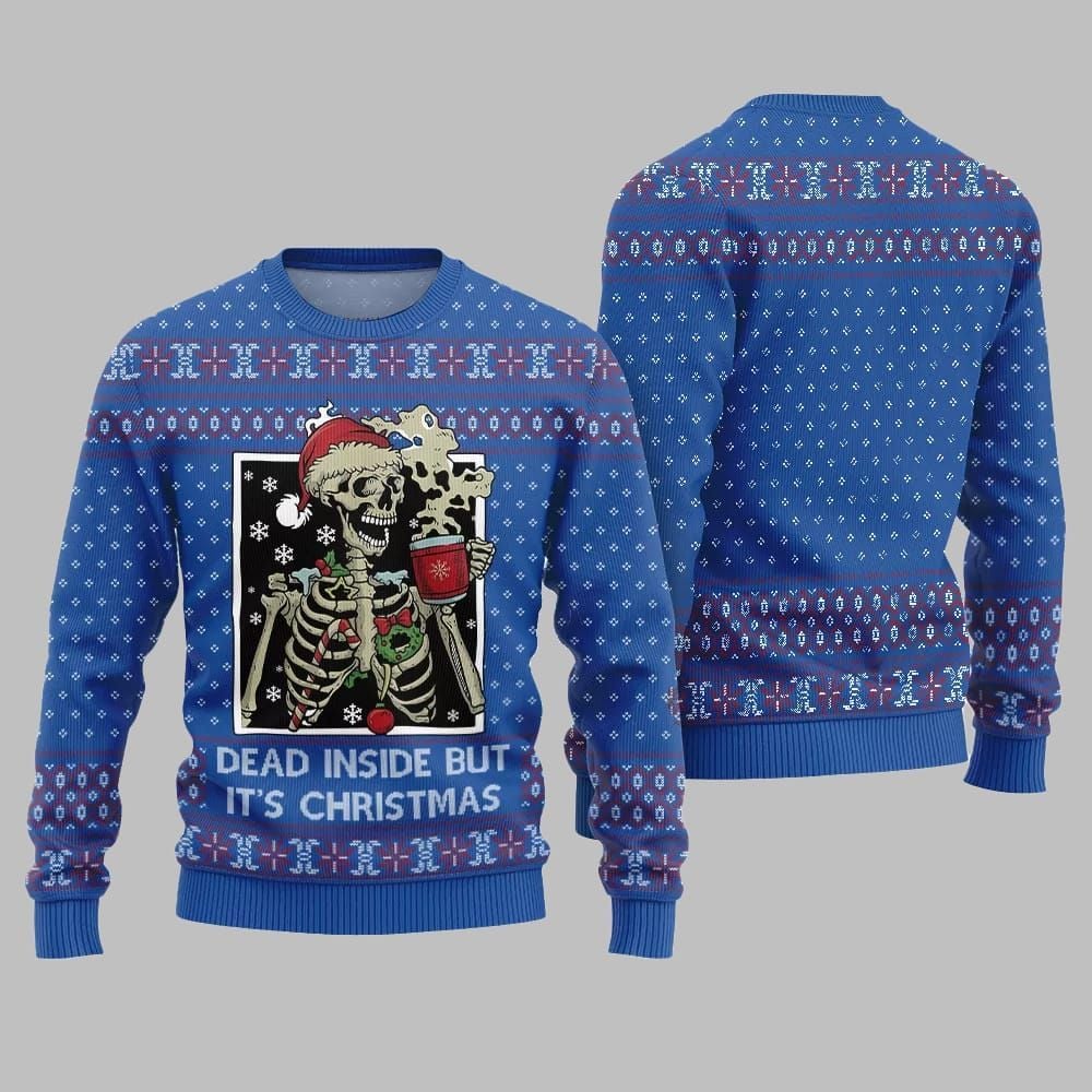 Dead Inside But It's Christmas Ugly Sweater 2026 Christmas - Moonbestprint