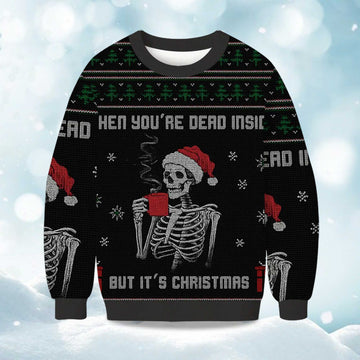 2026 Dead Inside Festive Outside Christmas Ugly Sweater Moonbestprint