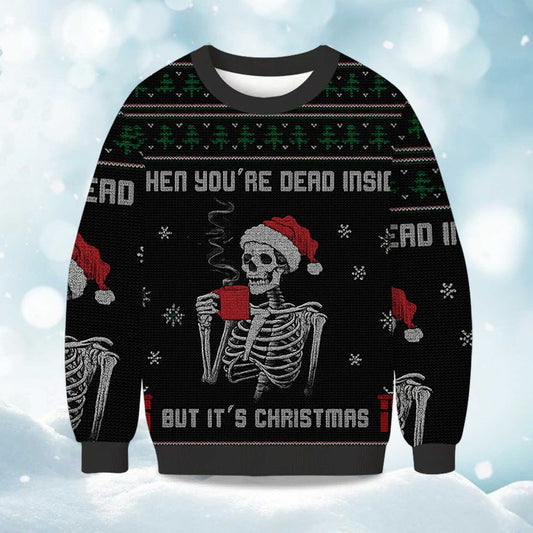 2026 Dead Inside Festive Outside Christmas Ugly Sweater Moonbestprint