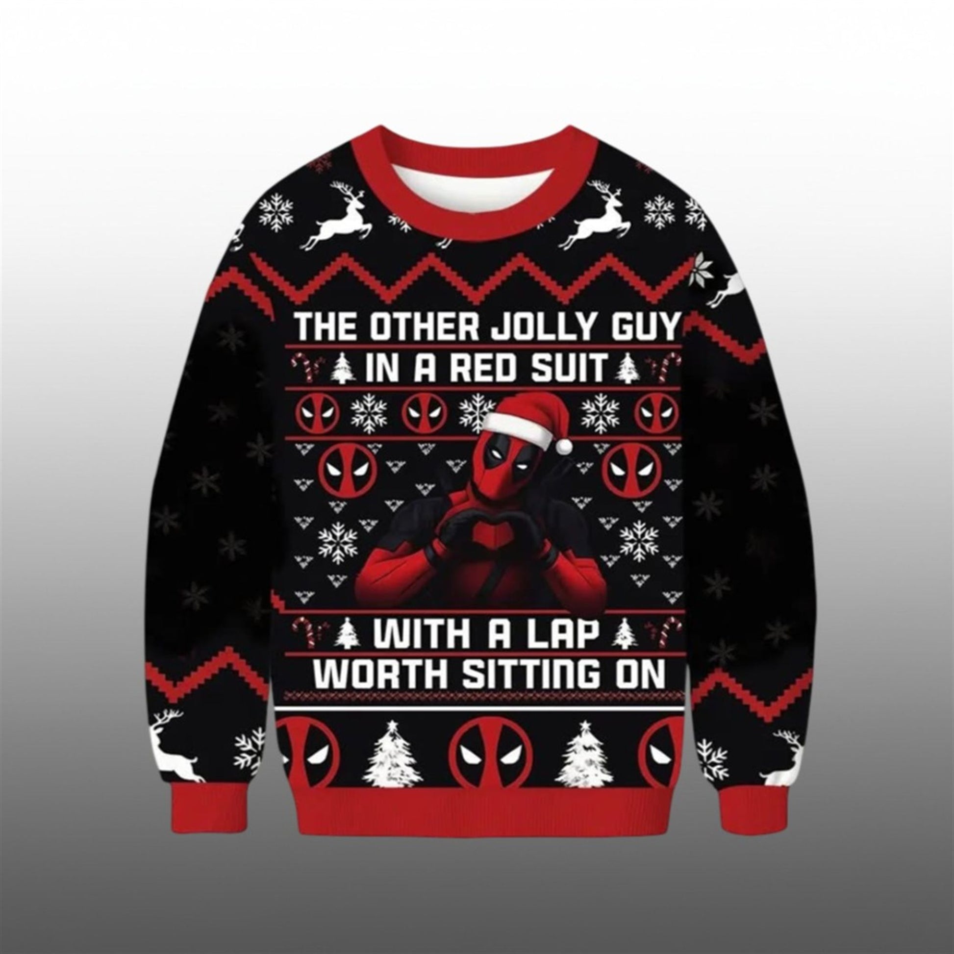 Deadpool The Other Jolly Guy In A Red Suit Ugly Christmas Sweater - Moonbestprint