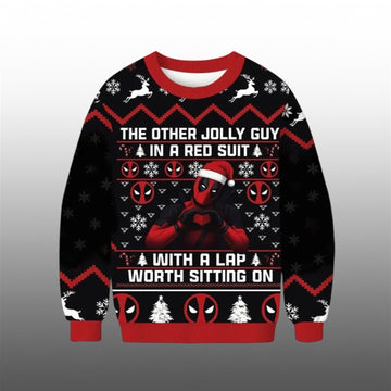 Deadpool The Other Jolly Guy In A Red Suit Ugly Christmas Sweater - Moonbestprint