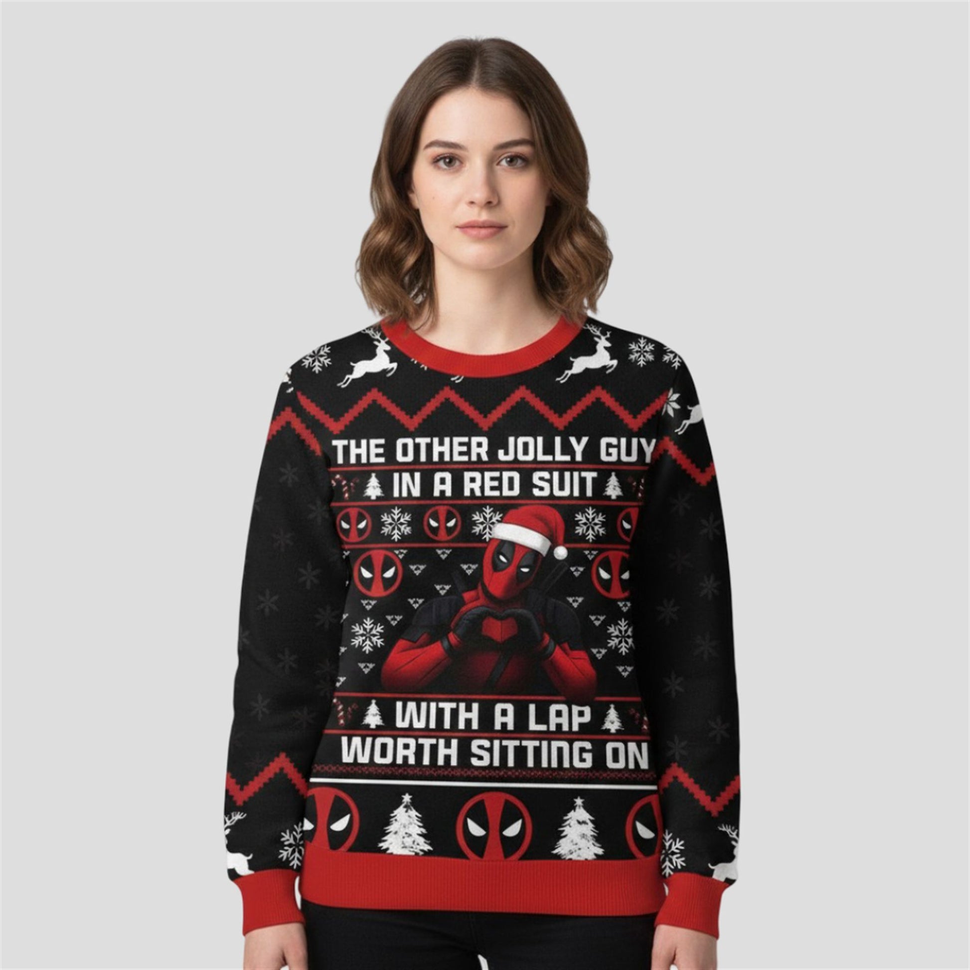 Deadpool The Other Jolly Guy In A Red Suit Ugly Christmas Sweater - Moonbestprint