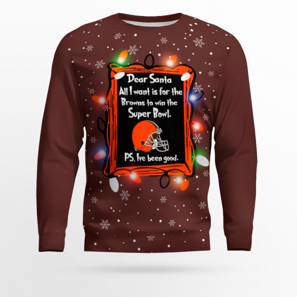 Dear Santa All I Want Is For The Browns To Win Ugly Christmas Sweater – Moonbestprint