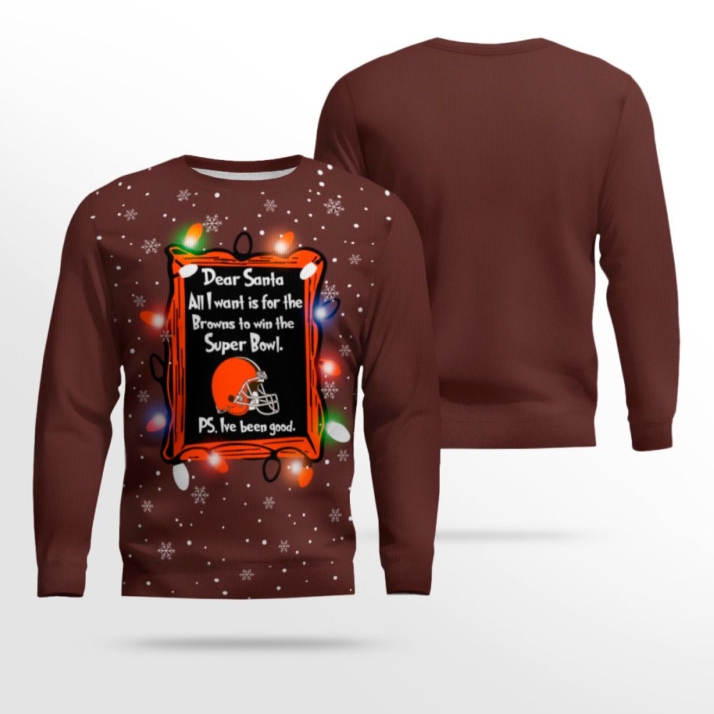 Dear Santa All I Want Is For The Browns To Win Ugly Christmas Sweater – Moonbestprint